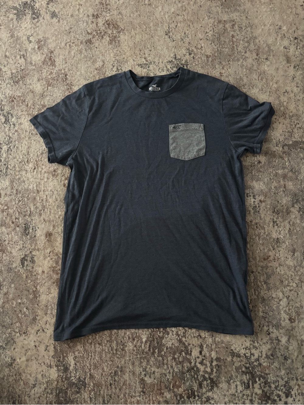 Hollister Dark Navy Short Sleeve Tee with Heather Gray Pocket